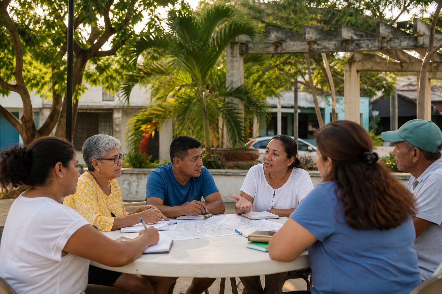 Vecinos organizados conversando sobre su comunidad